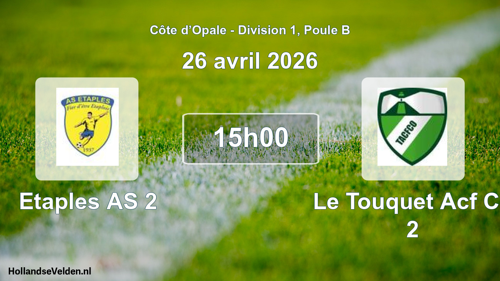 Match programmé: Etaples AS 2 - Le Touquet Acf Co 2 (26 avril 2026)
