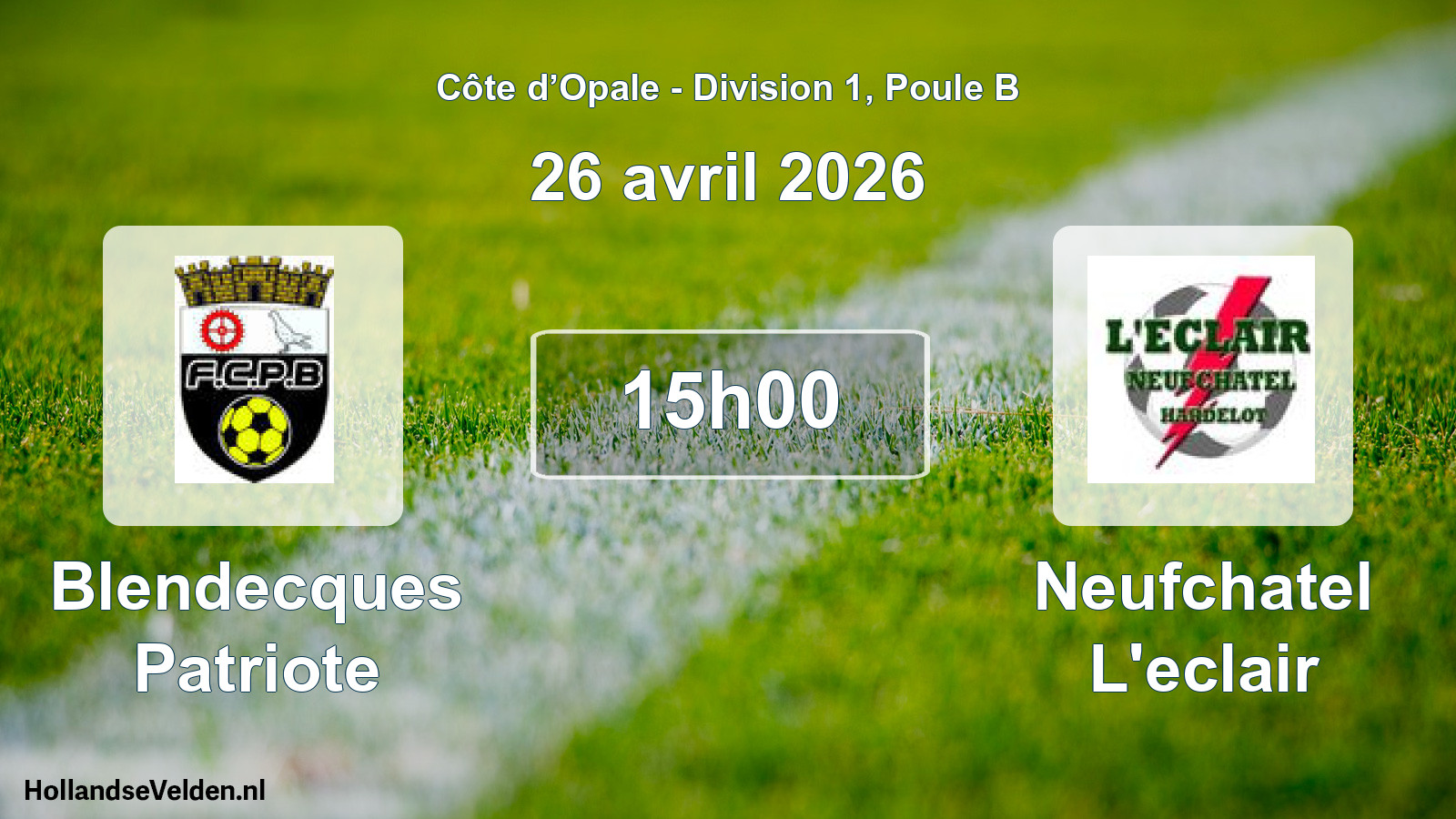 Match programmé: Blendecques Patriote - Neufchatel L'eclair (26 avril 2026)