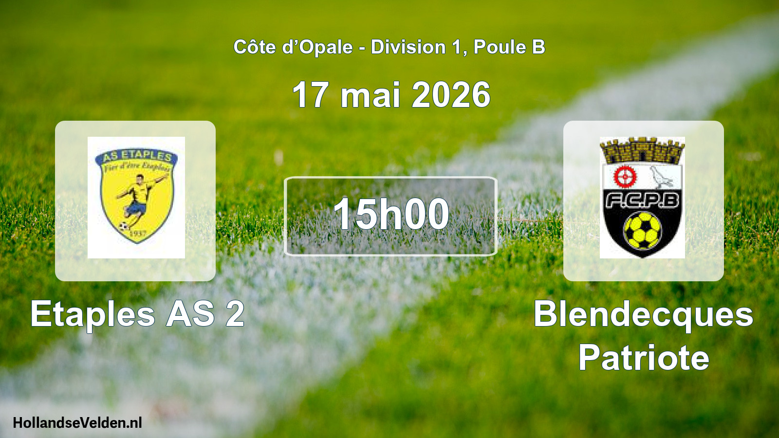 Match programmé: Etaples AS 2 - Blendecques Patriote (17 mai 2026)