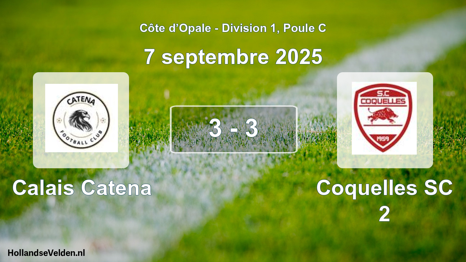 Match joué: Calais Catena - Coquelles SC 2 3 - 3 (7 septembre 2025)