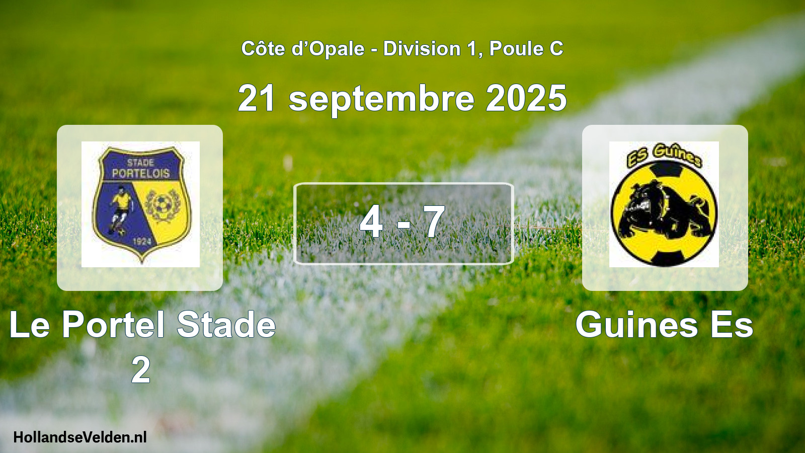Match joué: Le Portel Stade 2 - Guines Es 4 - 7 (21 septembre 2025)
