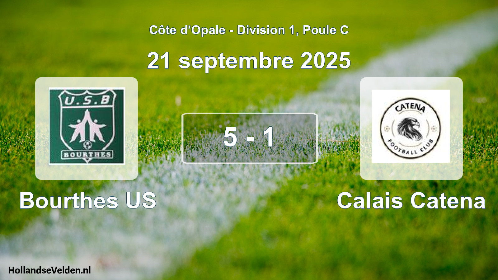 Match joué: Bourthes US - Calais Catena 5 - 1 (21 septembre 2025)