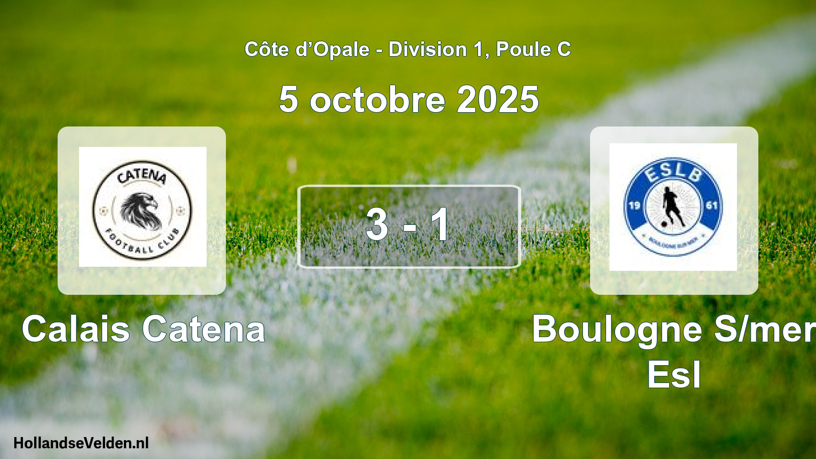 Total number of matches played: Calais Catena - Boulogne S/mer Esl 3 - 1 (5 October 2025)