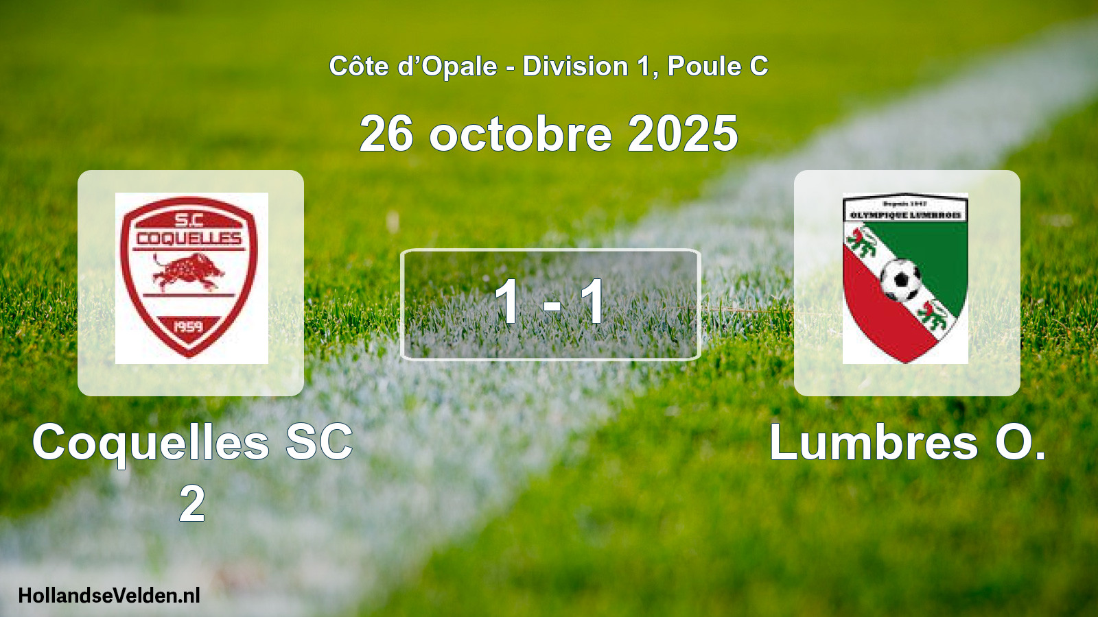 Match joué: Coquelles SC 2 - Lumbres O. 1 - 1 (26 octobre 2025)