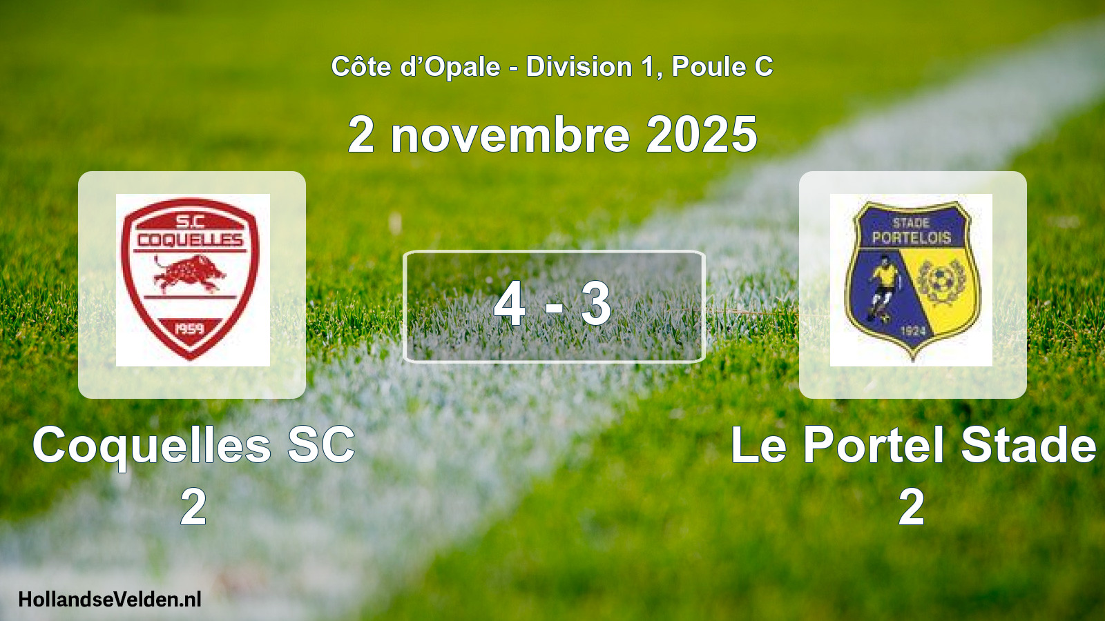 Total number of matches played: Coquelles SC 2 - Le Portel Stade 2 4 - 3 (2 November 2025)