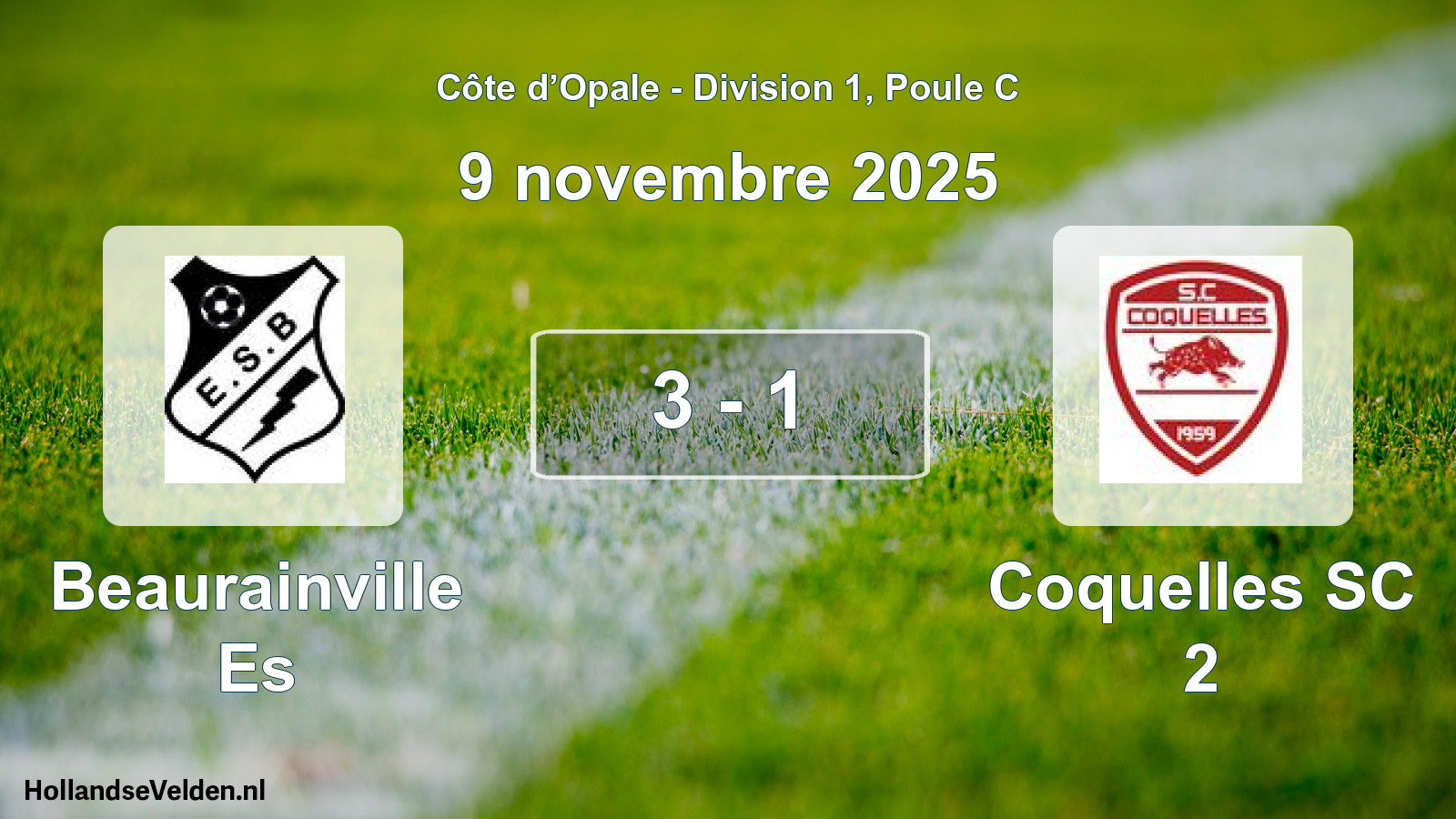 Total number of matches played: Beaurainville Es - Coquelles SC 2 3 - 1 (9 November 2025)