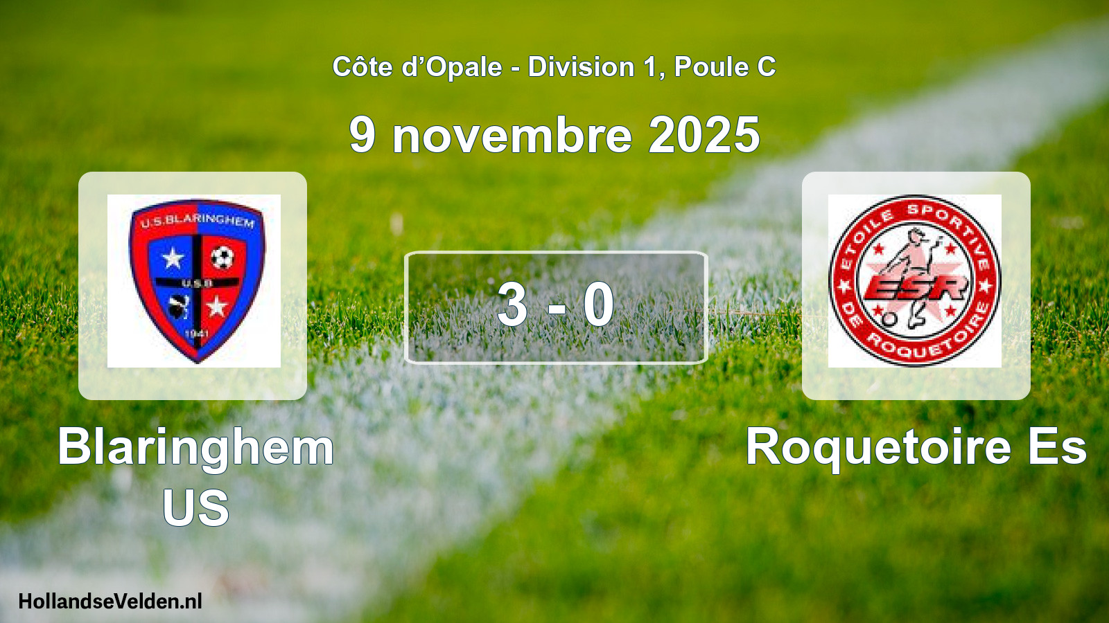 Match joué: Blaringhem US - Roquetoire Es 3 - 0 (9 novembre 2025)