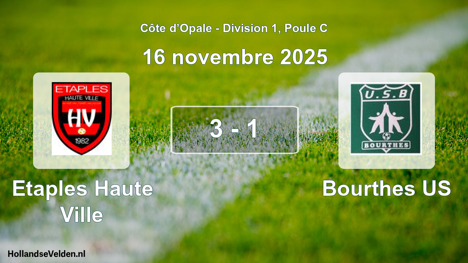 Match joué: Etaples Haute Ville - Bourthes US 3 - 1 (16 novembre 2025)