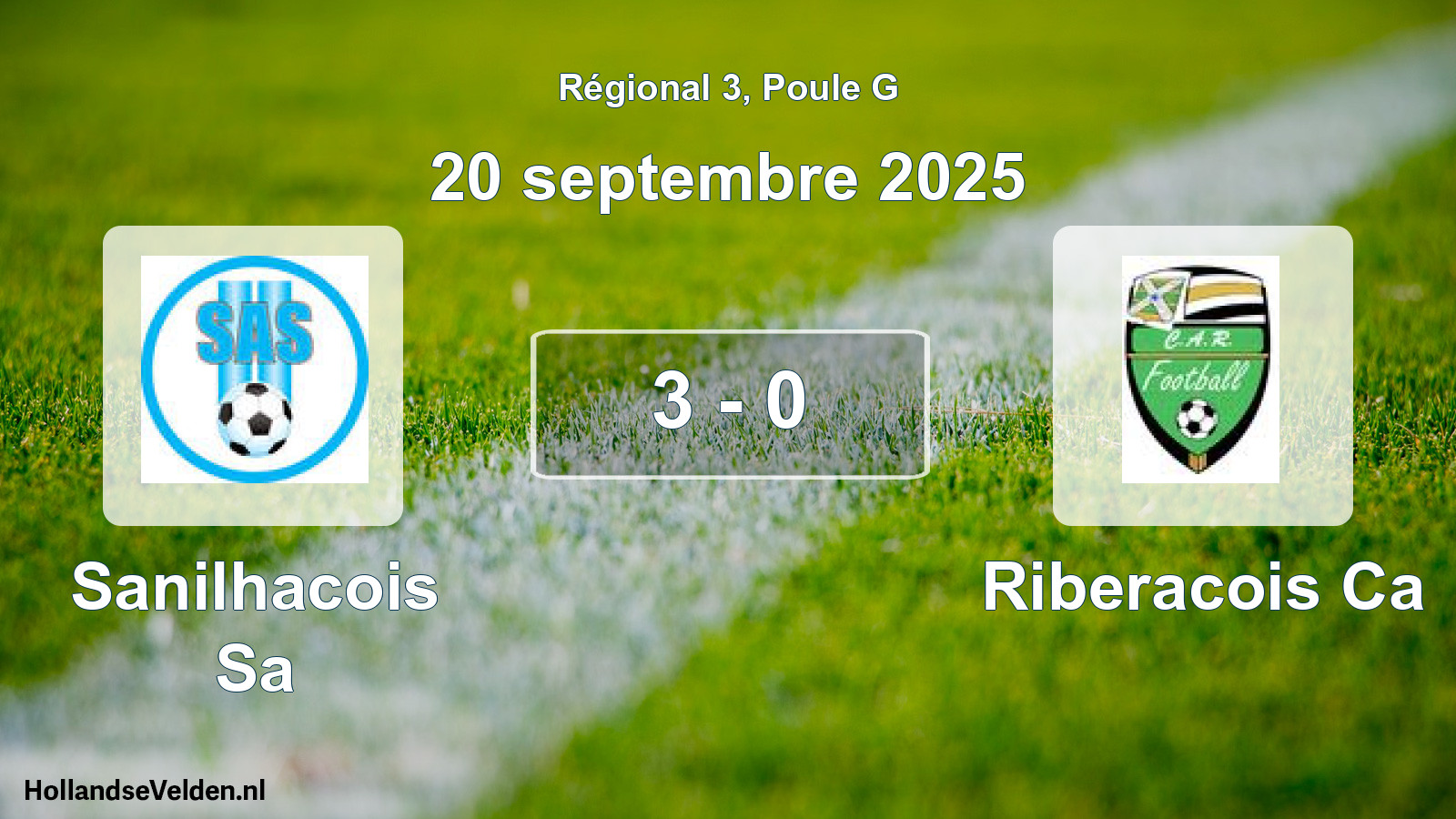 Gespeelde wedstrijd: Sanilhacois Sa - Riberacois Ca 3 - 0 (20 septembre 2025)