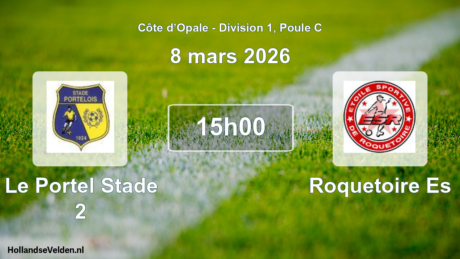 Match programmé: Le Portel Stade 2 - Roquetoire Es (8 mars 2026)