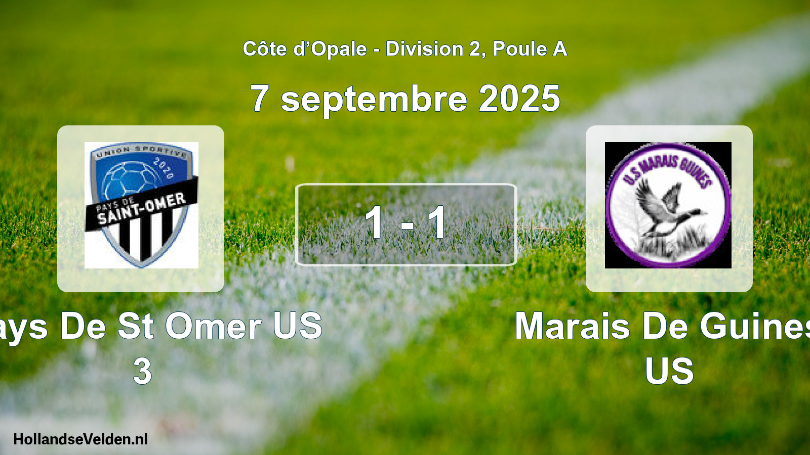 Match joué: Pays De St Omer US 3 - Marais De Guines US 1 - 1 (7 septembre 2025)