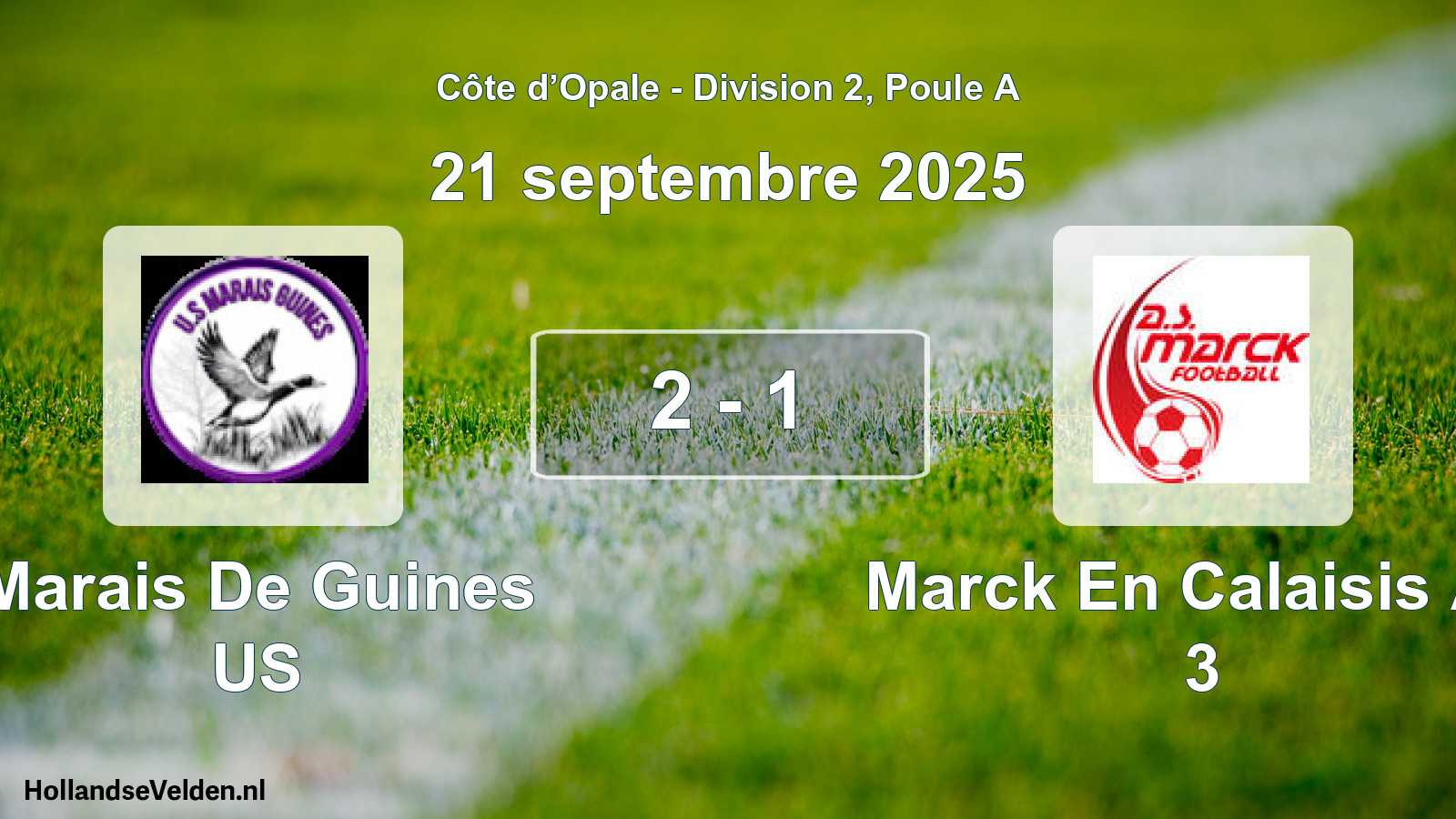 Gespeelde wedstrijd: Marais De Guines US - Marck En Calaisis AS 3 2 - 1 (21 september 2025)