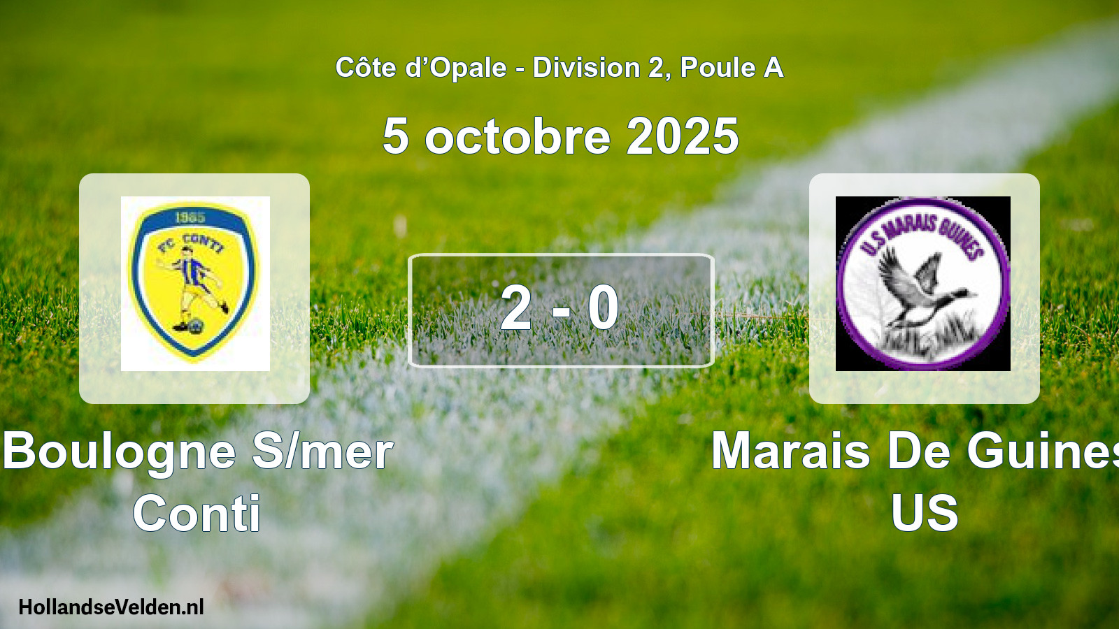 Total number of matches played: Boulogne S/mer Conti - Marais De Guines US 2 - 0 (5 October 2025)