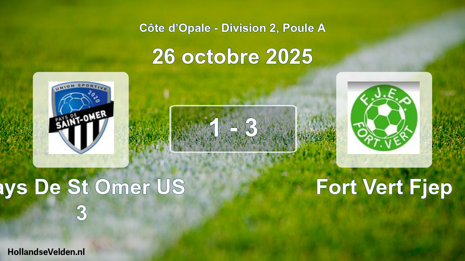 Match joué: Pays De St Omer US 3 - Fort Vert Fjep 1 - 3 (26 octobre 2025)
