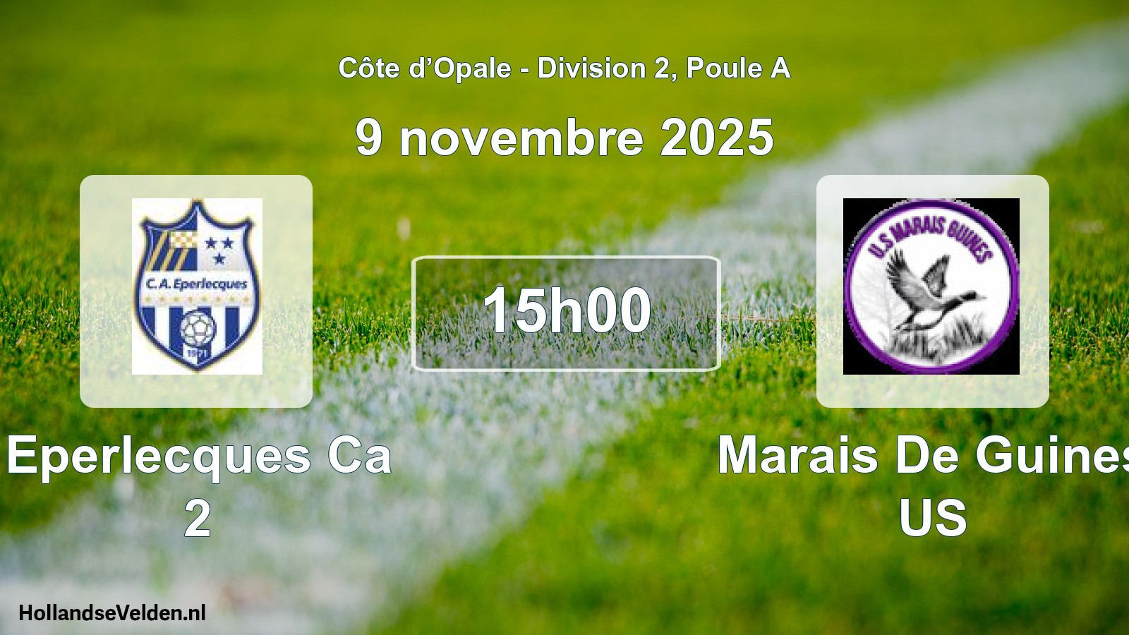 Geplande wedstrijd: Eperlecques Ca 2 - Marais De Guines US (9 november 2025)