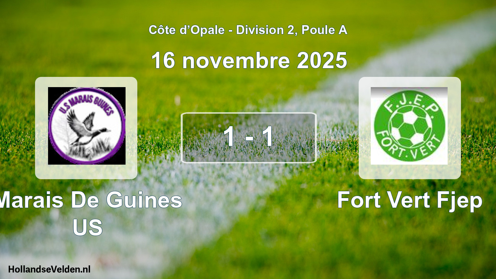 Gespeelde wedstrijd: Marais De Guines US - Fort Vert Fjep 1 - 1 (16 november 2025)