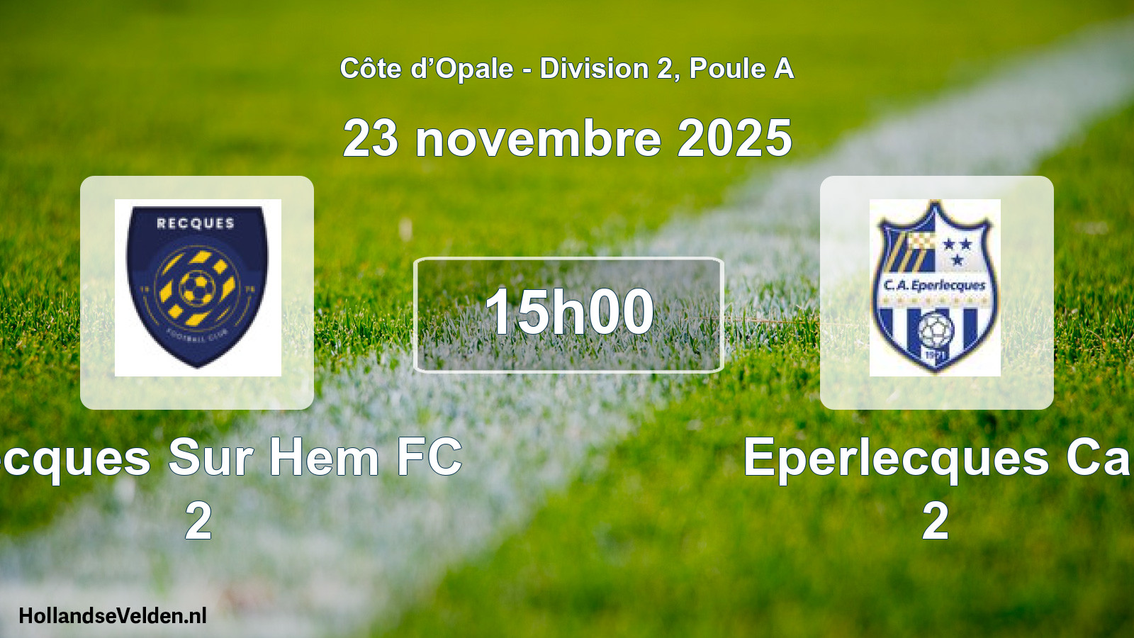 Match programmé: Recques Sur Hem FC 2 - Eperlecques Ca 2 (23 novembre 2025)