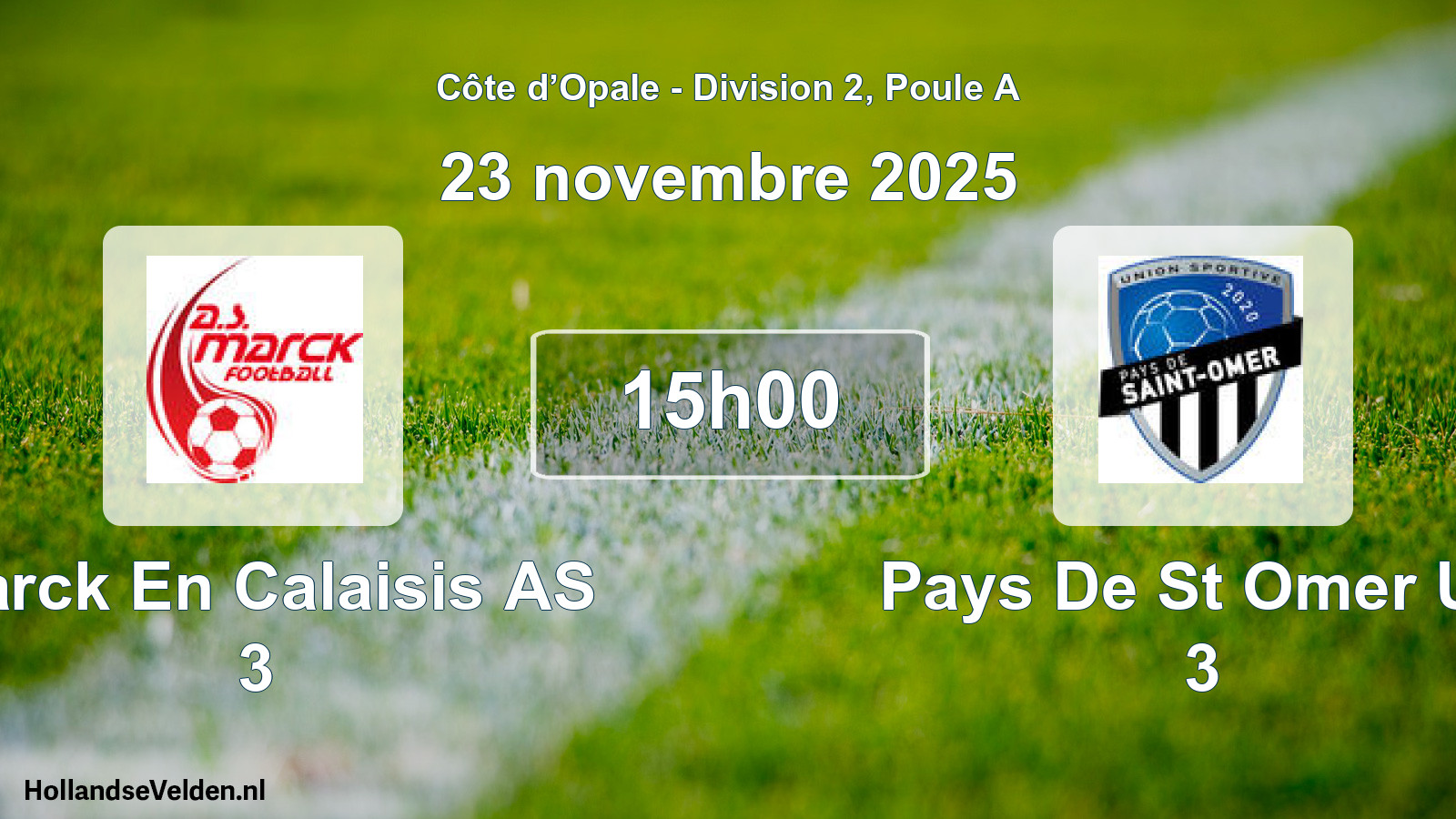 Geplande wedstrijd: Marck En Calaisis AS 3 - Pays De St Omer US 3 (23 november 2025)