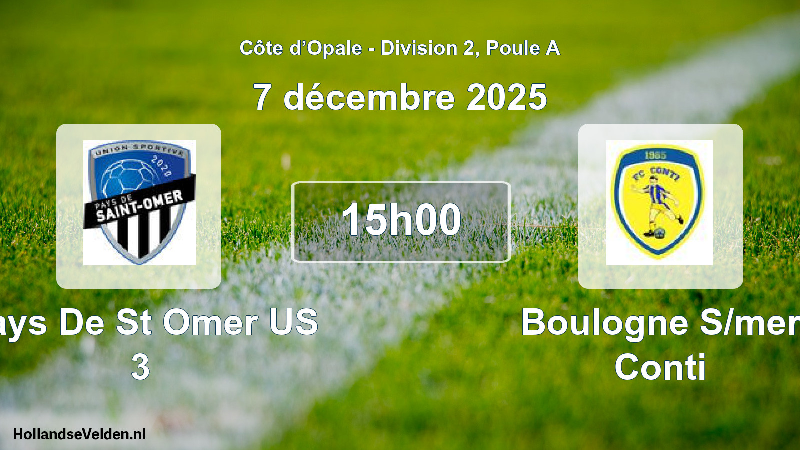 Geplande wedstrijd: Pays De St Omer US 3 - Boulogne S/mer Conti (7 december 2025)
