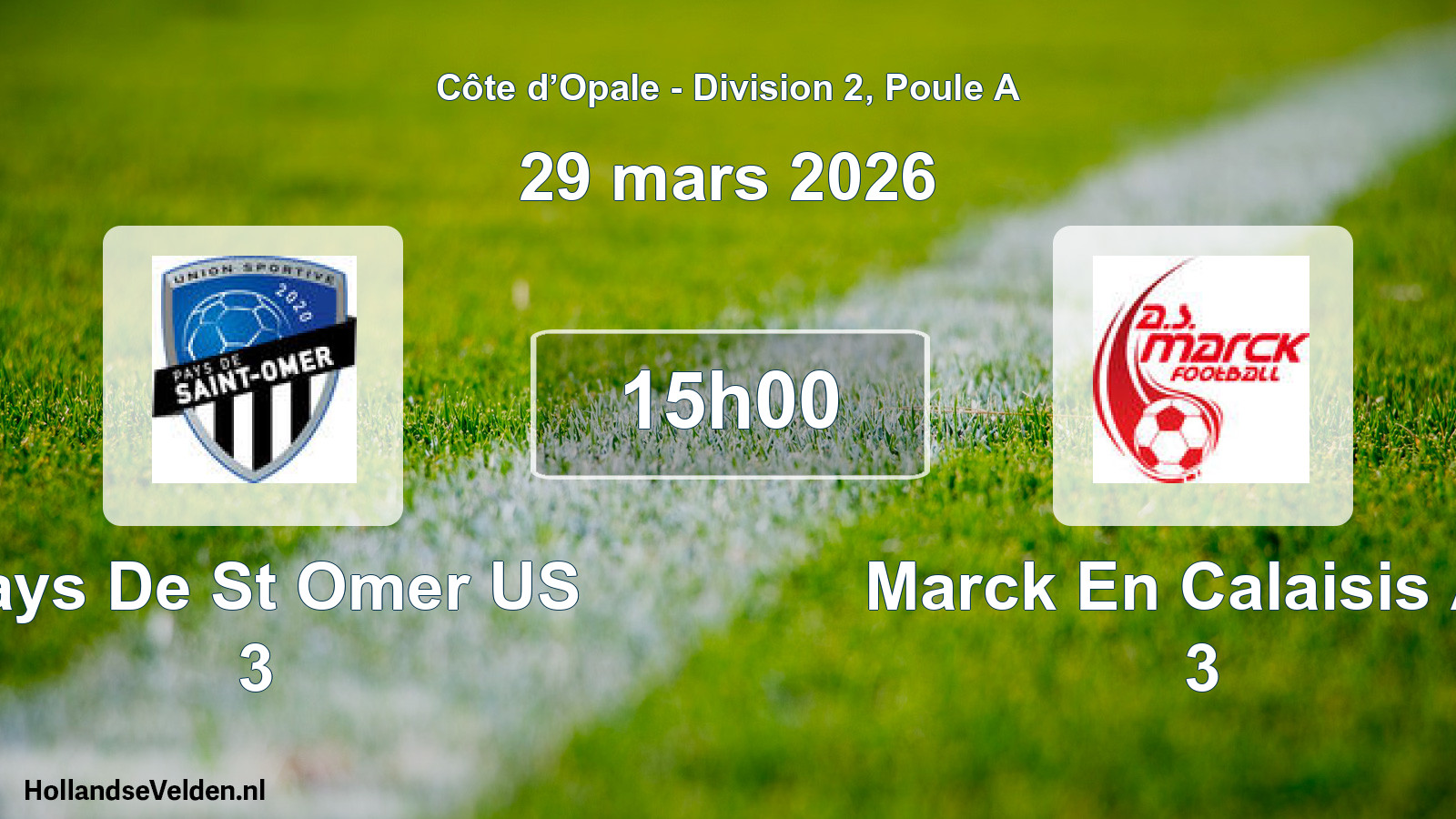 Geplande wedstrijd: Pays De St Omer US 3 - Marck En Calaisis AS 3 (29 maart 2026)