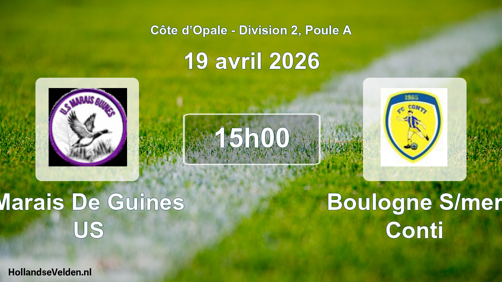 Match programmé: Marais De Guines US - Boulogne S/mer Conti (19 avril 2026)