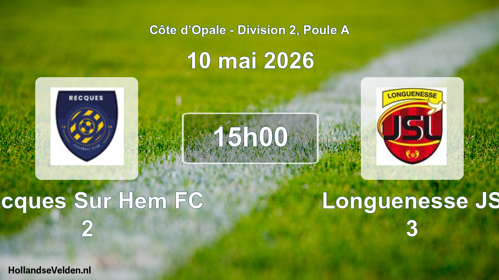 Match programmé: Recques Sur Hem FC 2 - Longuenesse JS 3 (10 mai 2026)