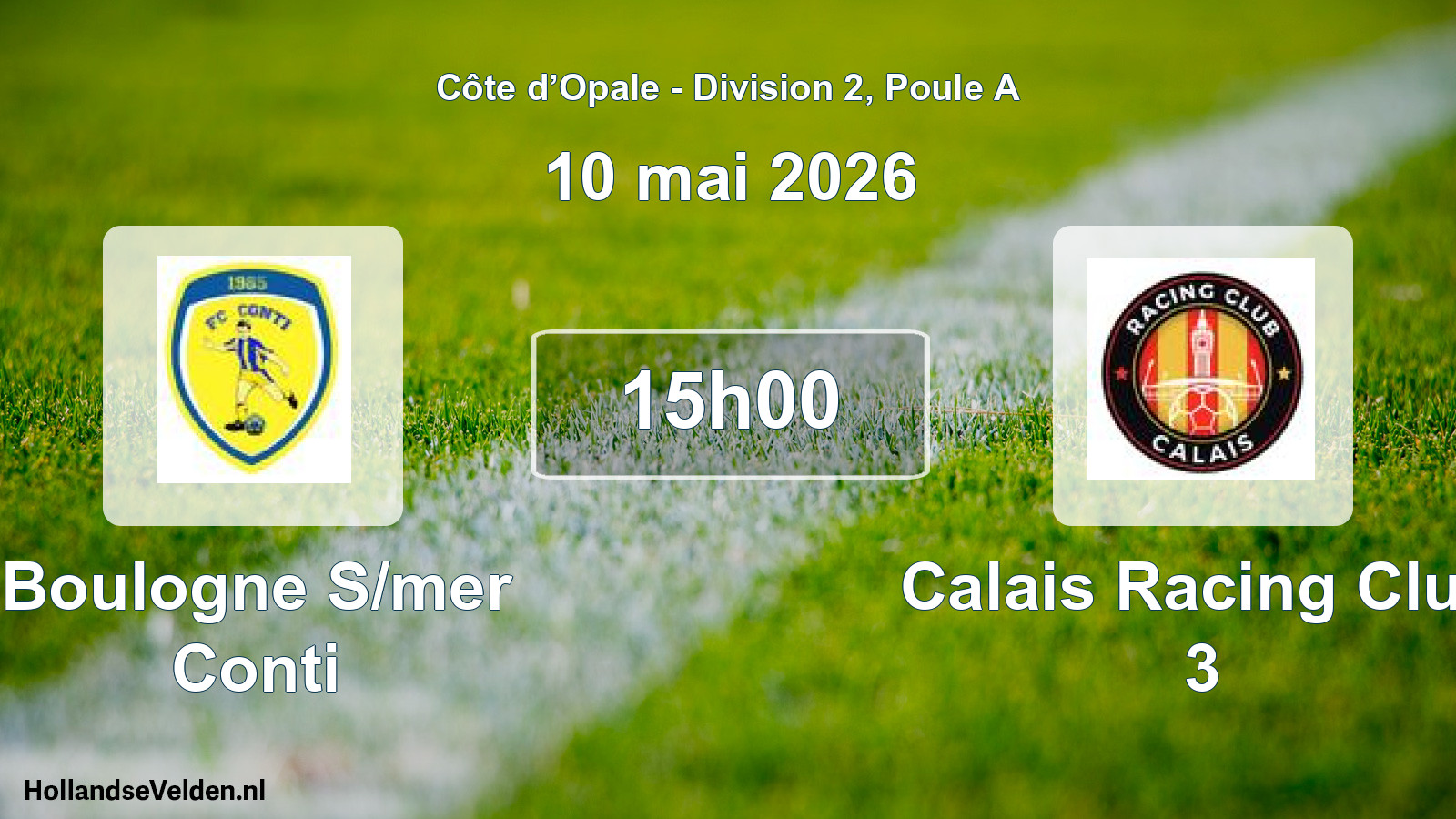 Match programmé: Boulogne S/mer Conti - Calais Racing Club 3 (10 mai 2026)