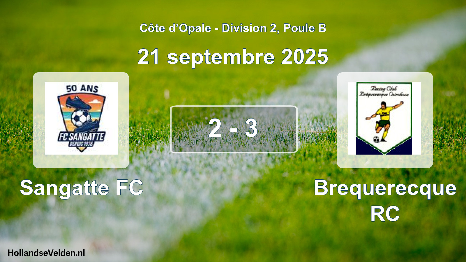 Match joué: Sangatte FC - Brequerecque RC 2 - 3 (21 septembre 2025)