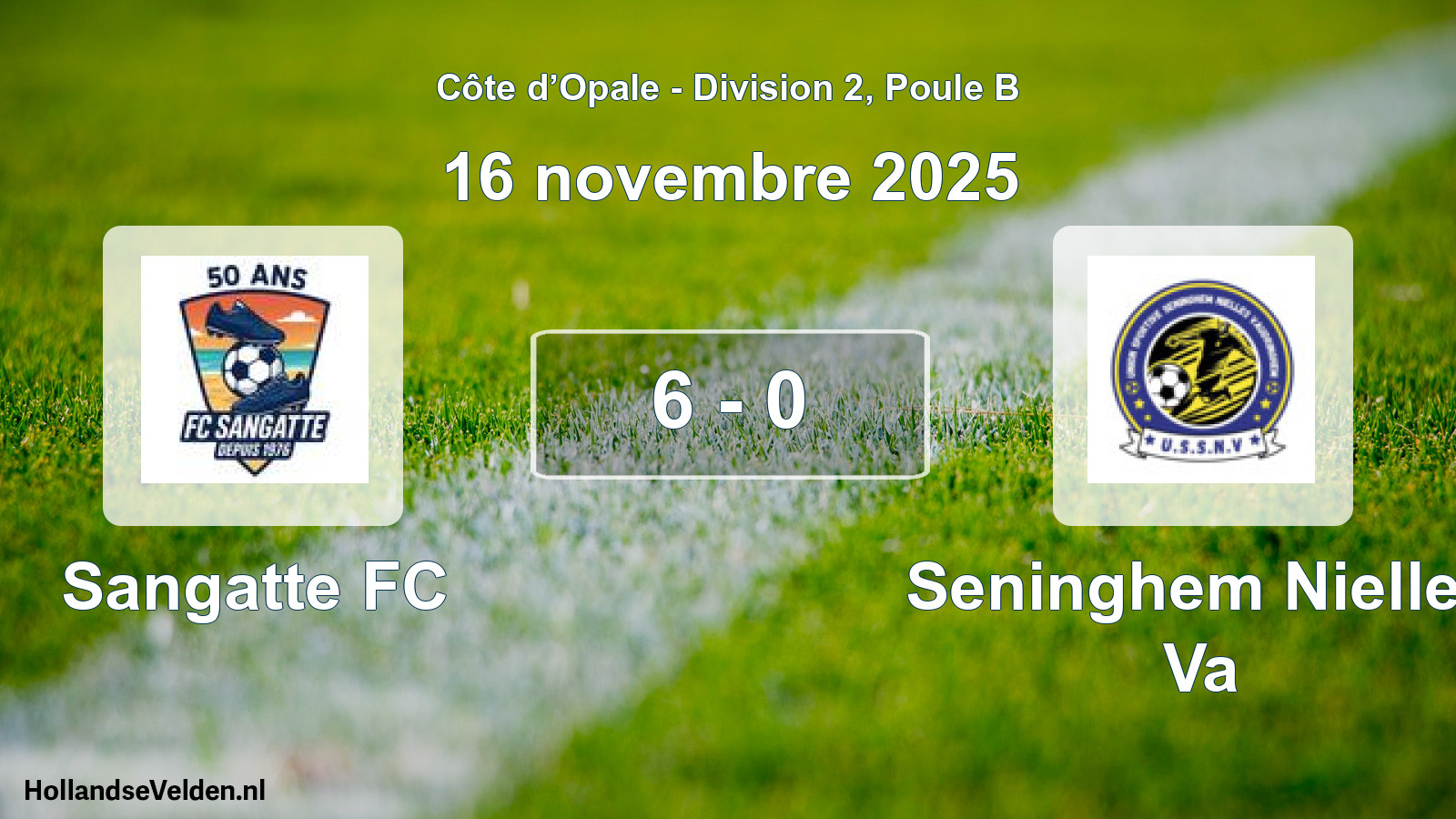 Match joué: Sangatte FC - Seninghem Nielles Va 6 - 0 (16 novembre 2025)