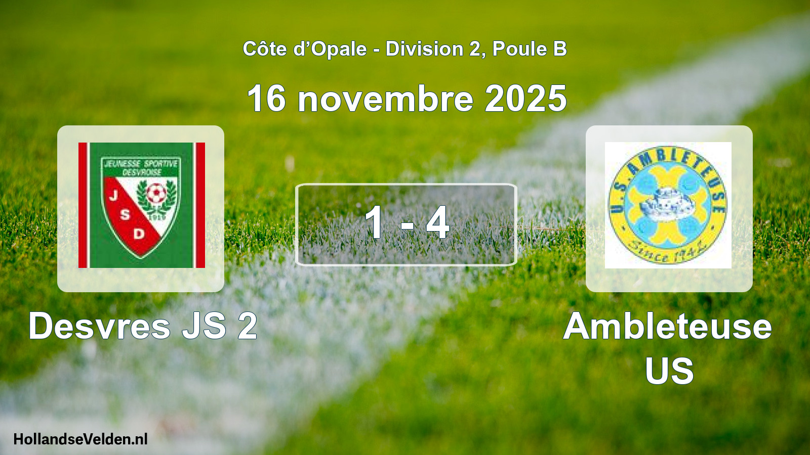 Match joué: Desvres JS 2 - Ambleteuse US 1 - 4 (16 novembre 2025)