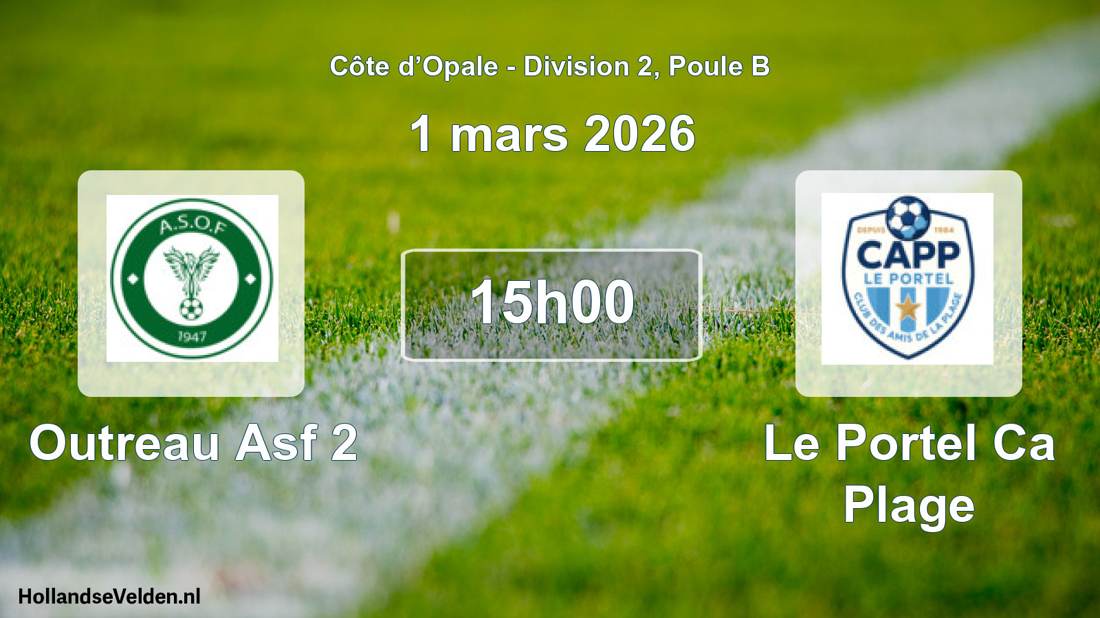 Match programmé: Outreau Asf 2 - Le Portel Ca Plage (1 mars 2026)