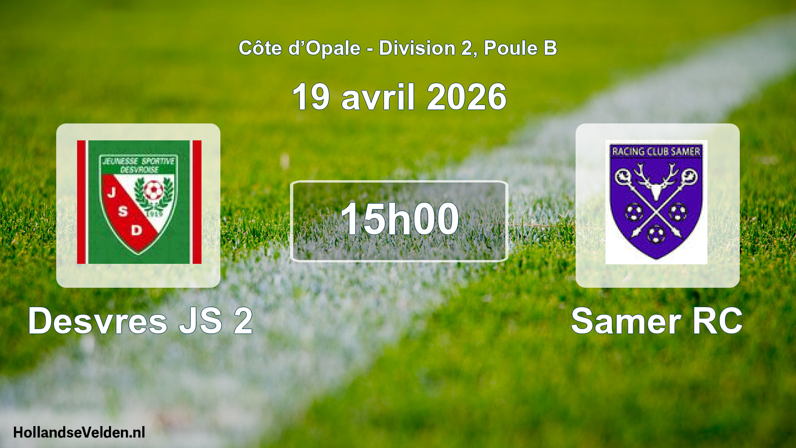 Geplande wedstrijd: Desvres JS 2 - Samer RC (19 april 2026)