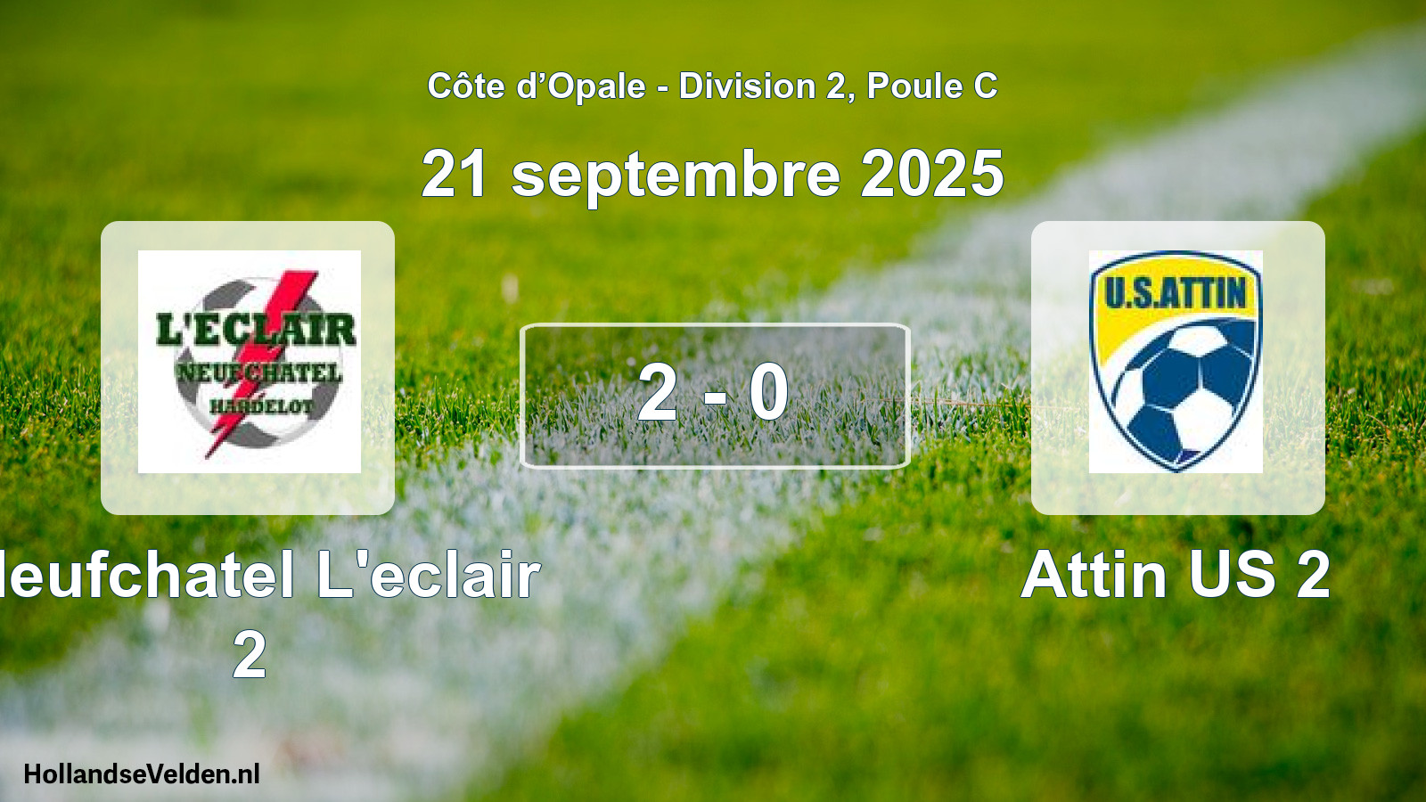 Match joué: Neufchatel L'eclair 2 - Attin US 2 2 - 0 (21 septembre 2025)