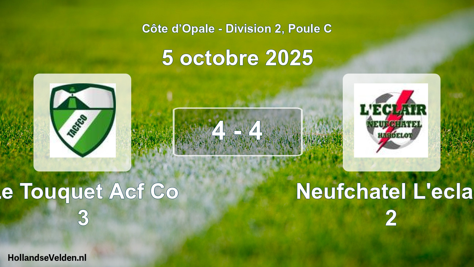 Match joué: Le Touquet Acf Co 3 - Neufchatel L'eclair 2 4 - 4 (5 octobre 2025)