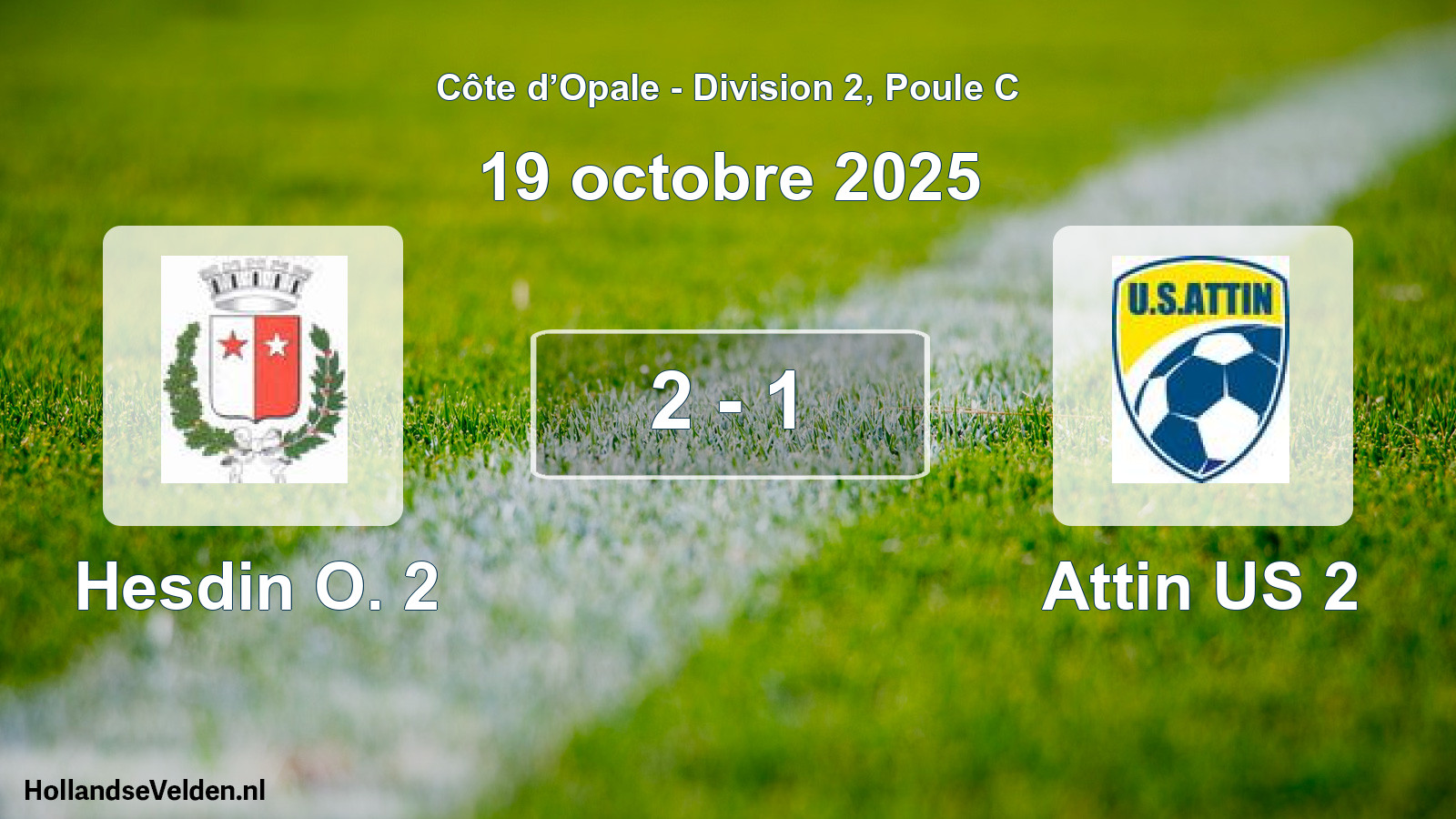 Match joué: Hesdin O. 2 - Attin US 2 2 - 1 (19 octobre 2025)