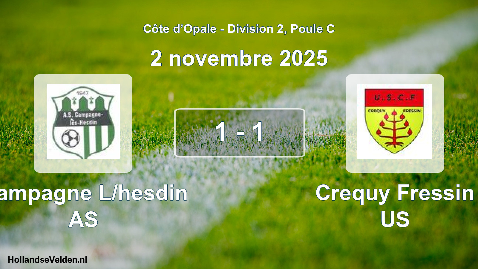 Match joué: Campagne L/hesdin AS - Crequy Fressin US 1 - 1 (2 novembre 2025)