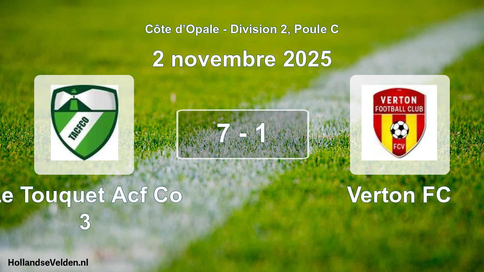 Total number of matches played: Le Touquet Acf Co 3 - Verton FC 7 - 1 (2 November 2025)