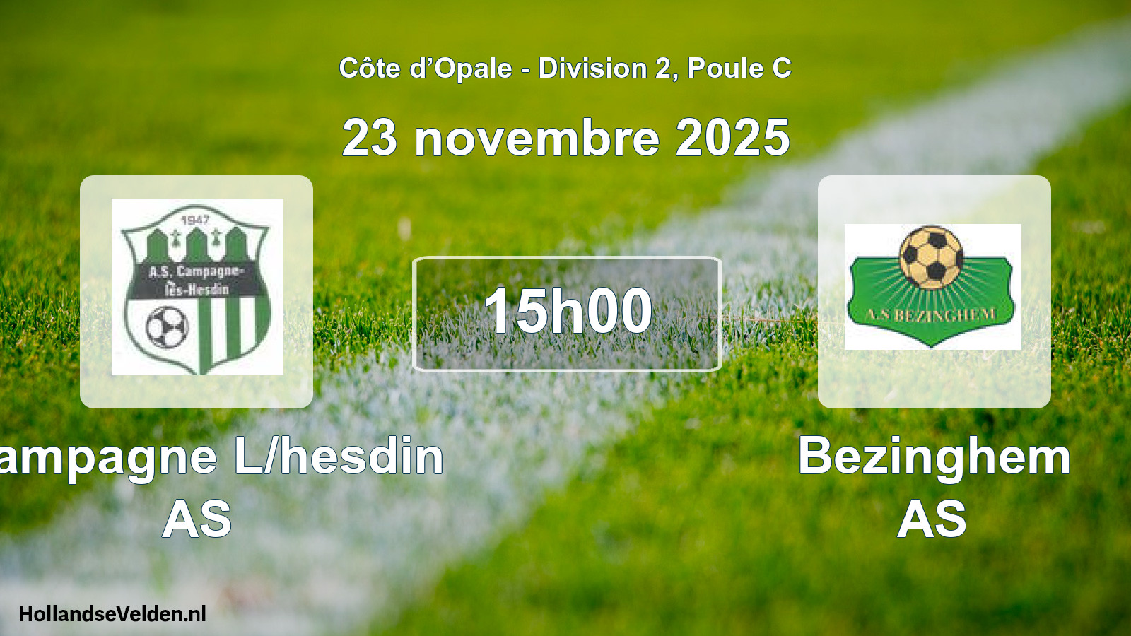 Match programmé: Campagne L/hesdin AS - Bezinghem AS (23 novembre 2025)