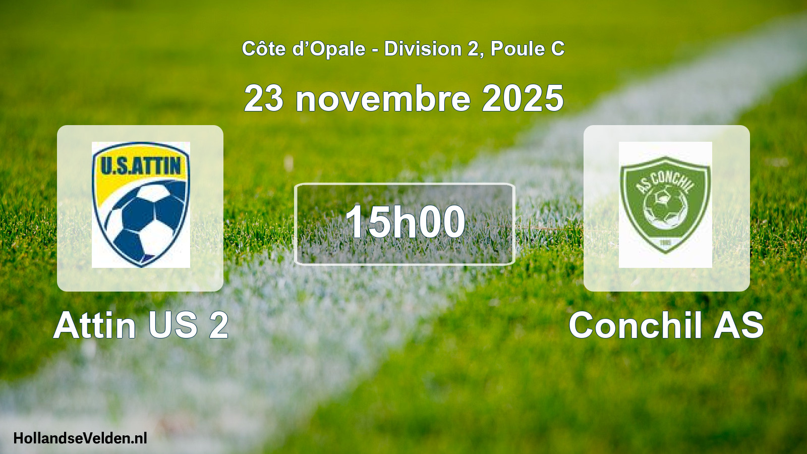 Match programmé: Attin US 2 - Conchil AS (23 novembre 2025)