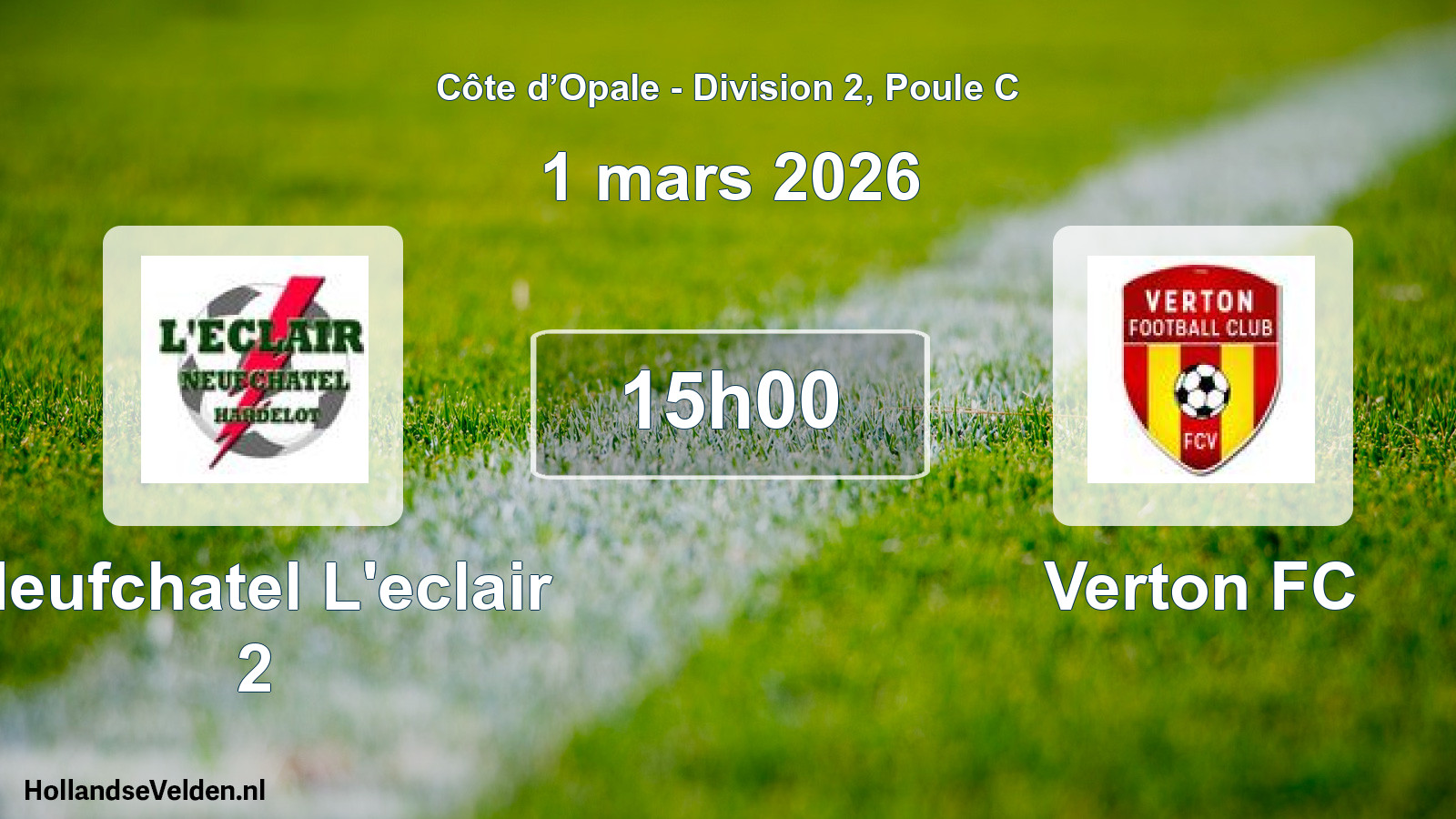 Match programmé: Neufchatel L'eclair 2 - Verton FC (1 mars 2026)