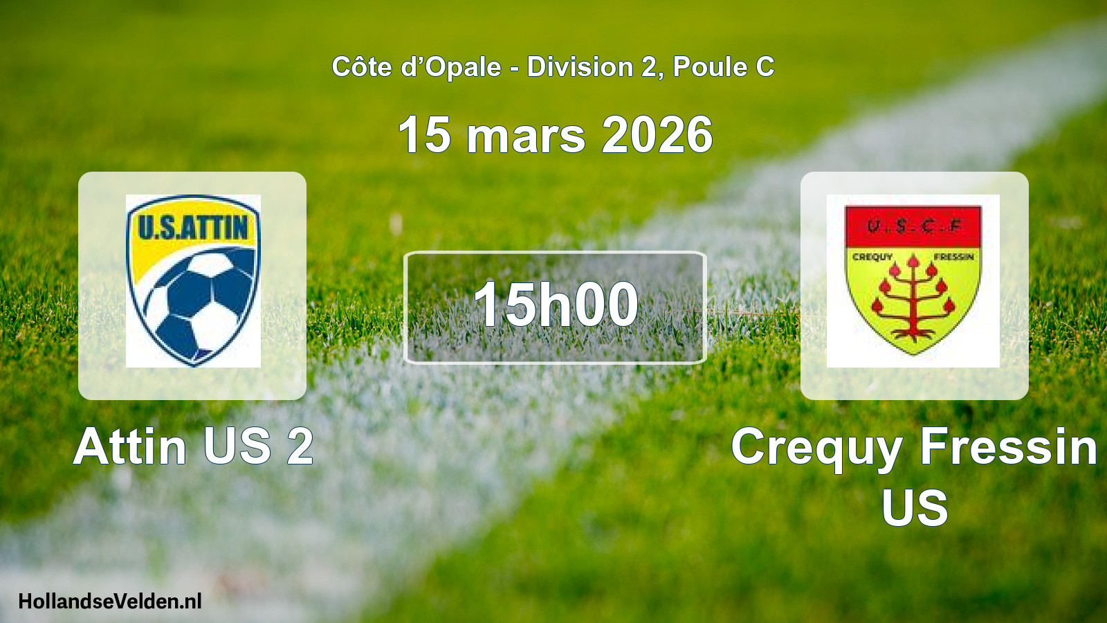 Match programmé: Attin US 2 - Crequy Fressin US (15 mars 2026)