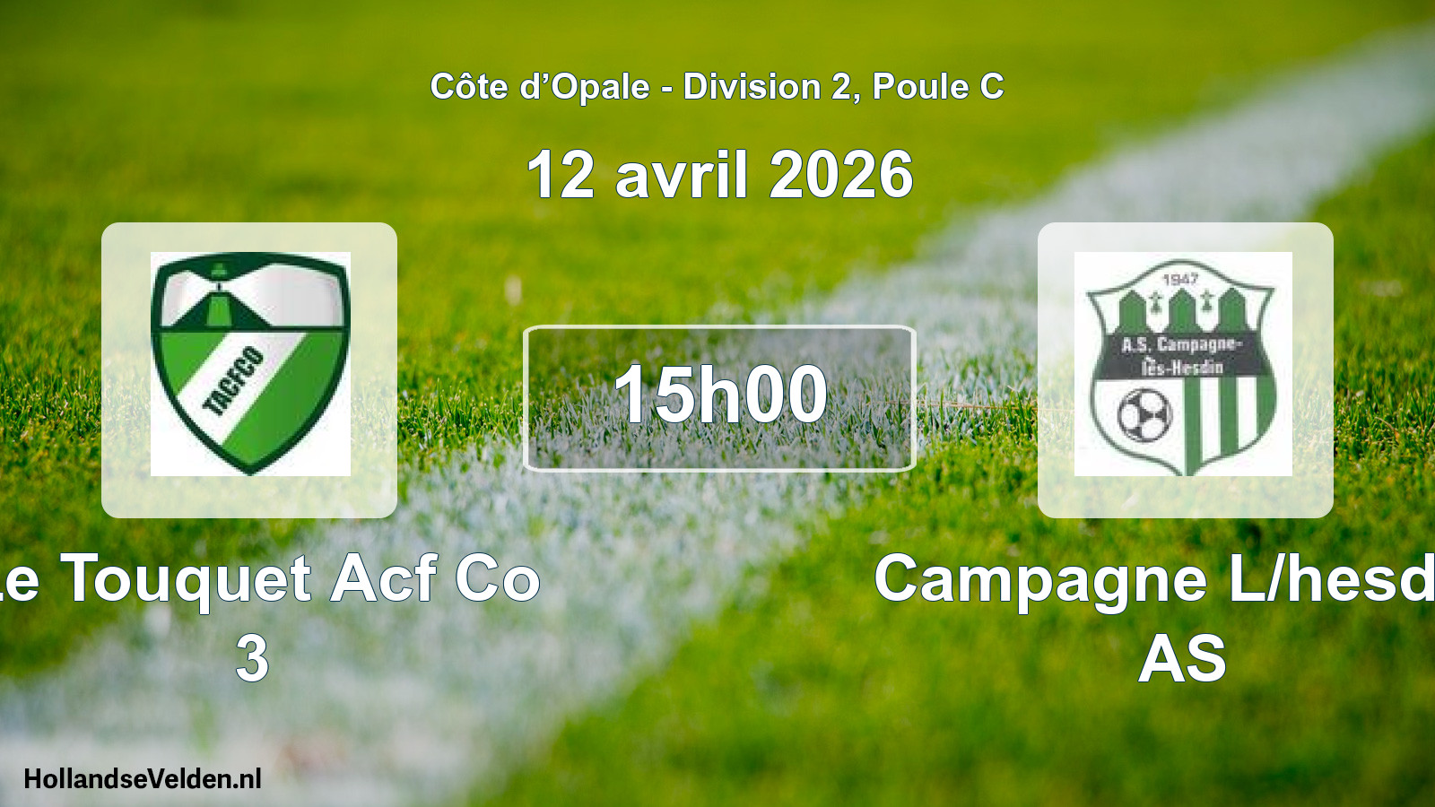 Geplande wedstrijd: Le Touquet Acf Co 3 - Campagne L/hesdin AS (12 april 2026)