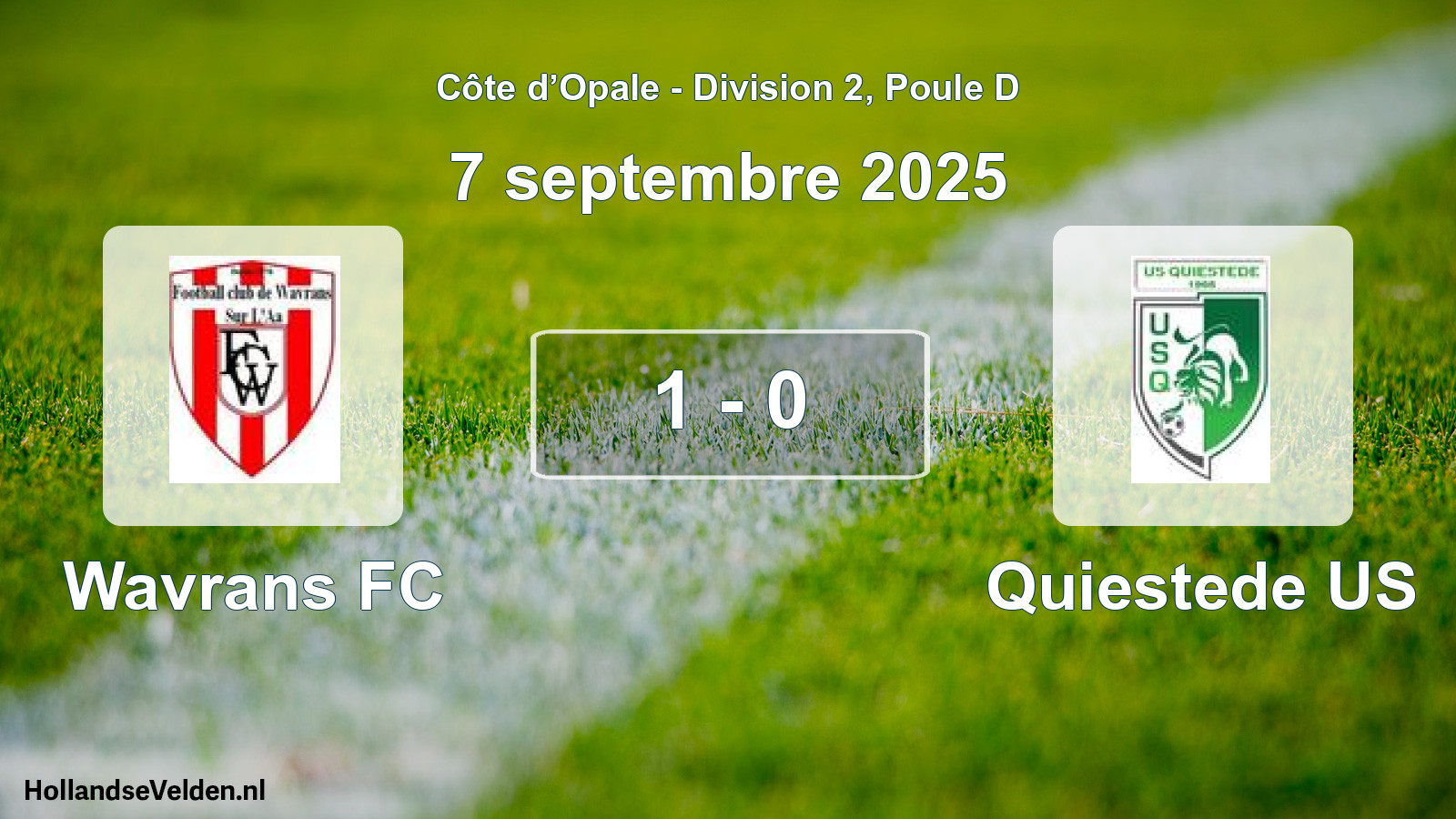 Total number of matches played: Wavrans FC - Quiestede US 1 - 0 (7 September 2025)