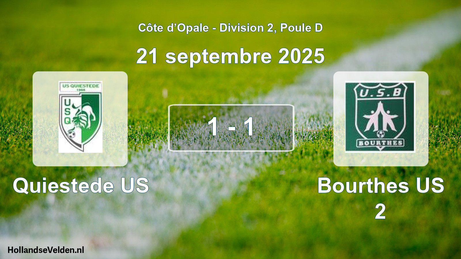 Match joué: Quiestede US - Bourthes US 2 1 - 1 (21 septembre 2025)