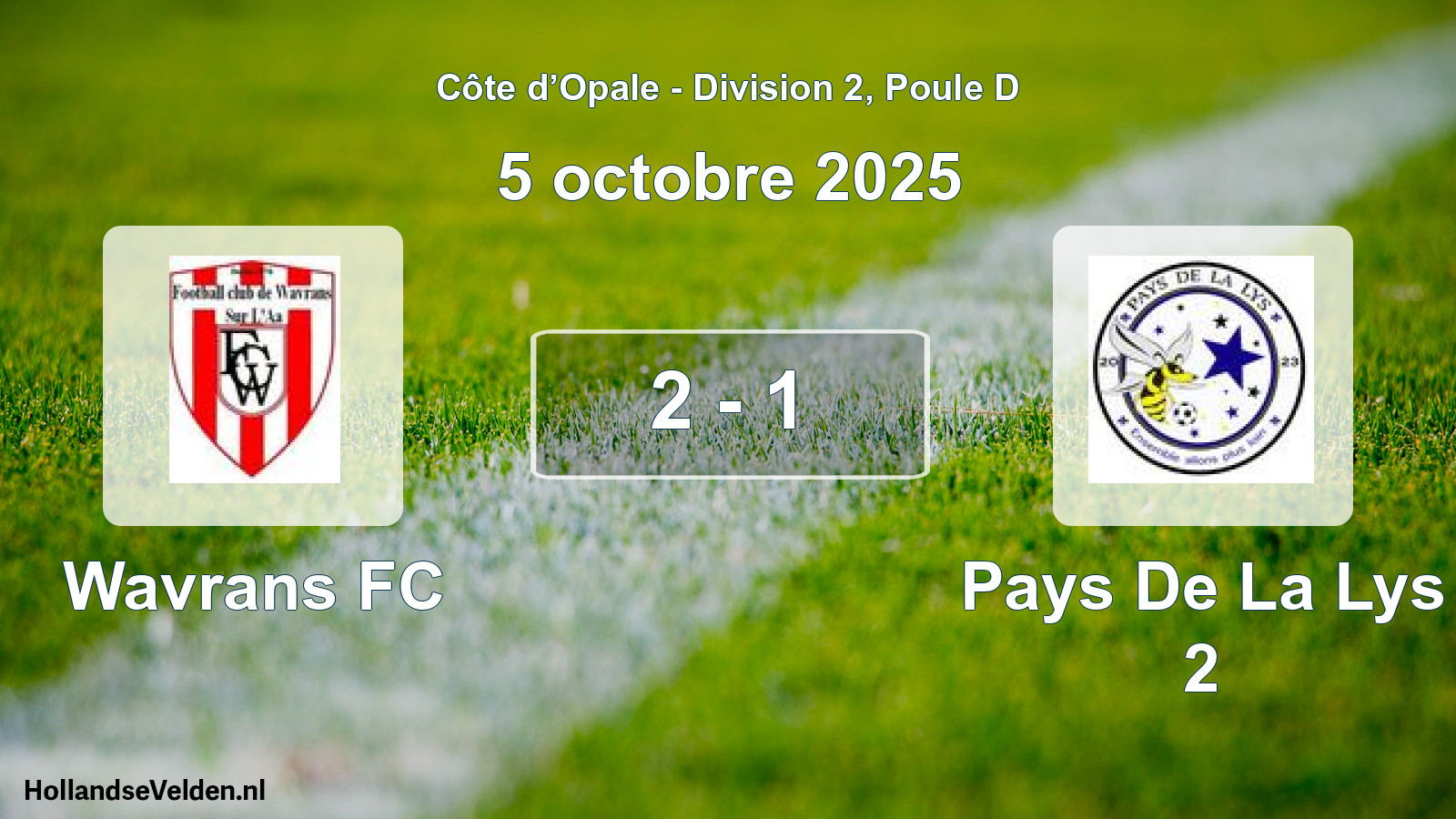 Match joué: Wavrans FC - Pays De La Lys 2 2 - 1 (5 octobre 2025)