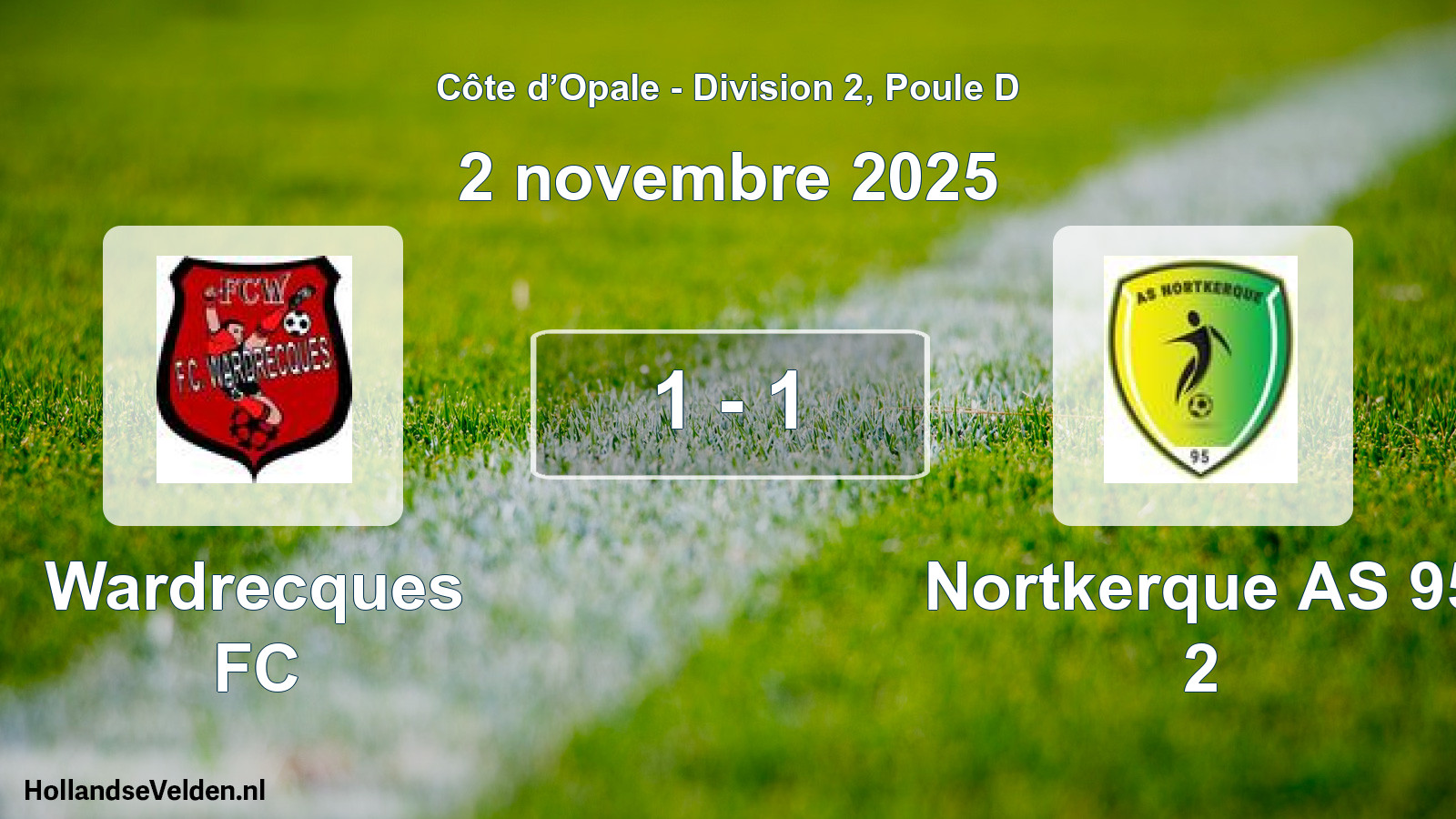 Gespeelde wedstrijd: Wardrecques FC - Nortkerque AS 95 2 1 - 1 (2 november 2025)