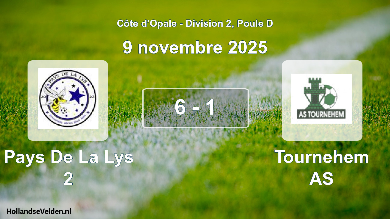 Gespeelde wedstrijd: Pays De La Lys 2 - Tournehem AS 6 - 1 (9 november 2025)