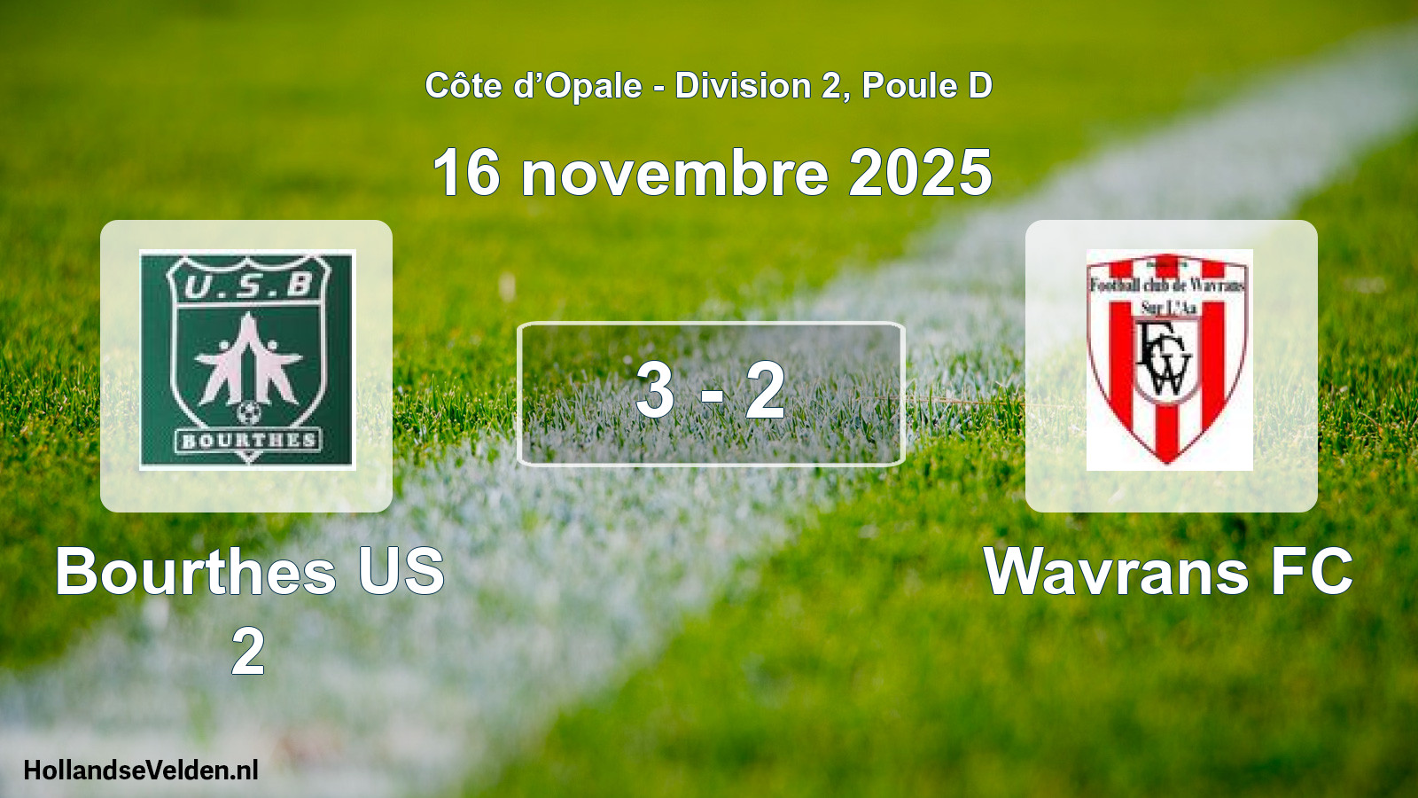 Match joué: Bourthes US 2 - Wavrans FC 3 - 2 (16 novembre 2025)