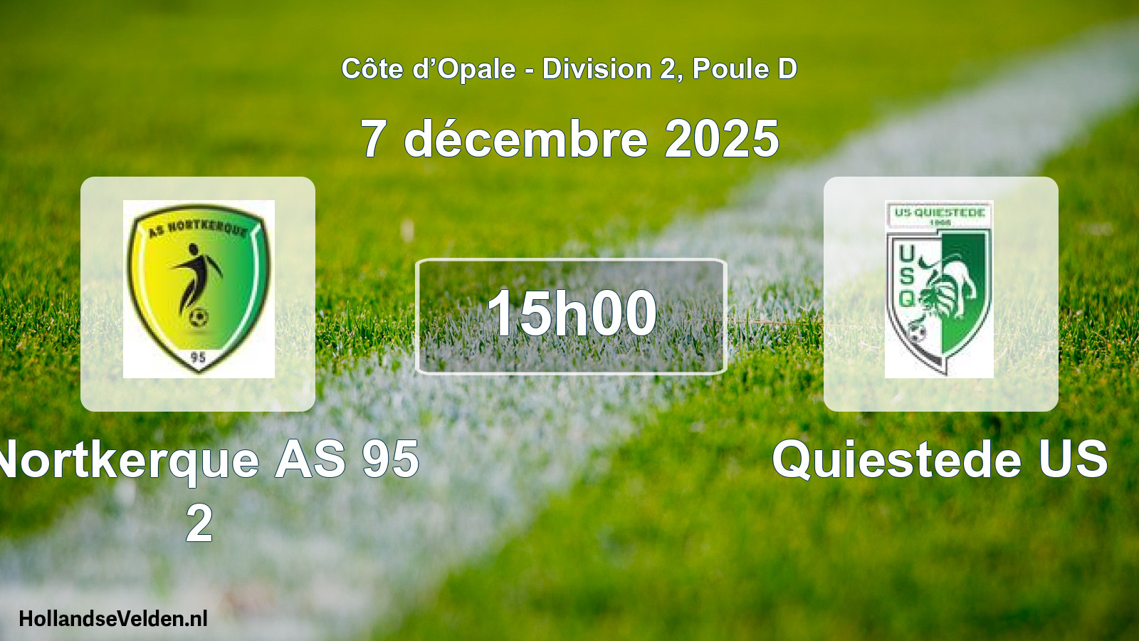 Match programmé: Nortkerque AS 95 2 - Quiestede US (7 décembre 2025)