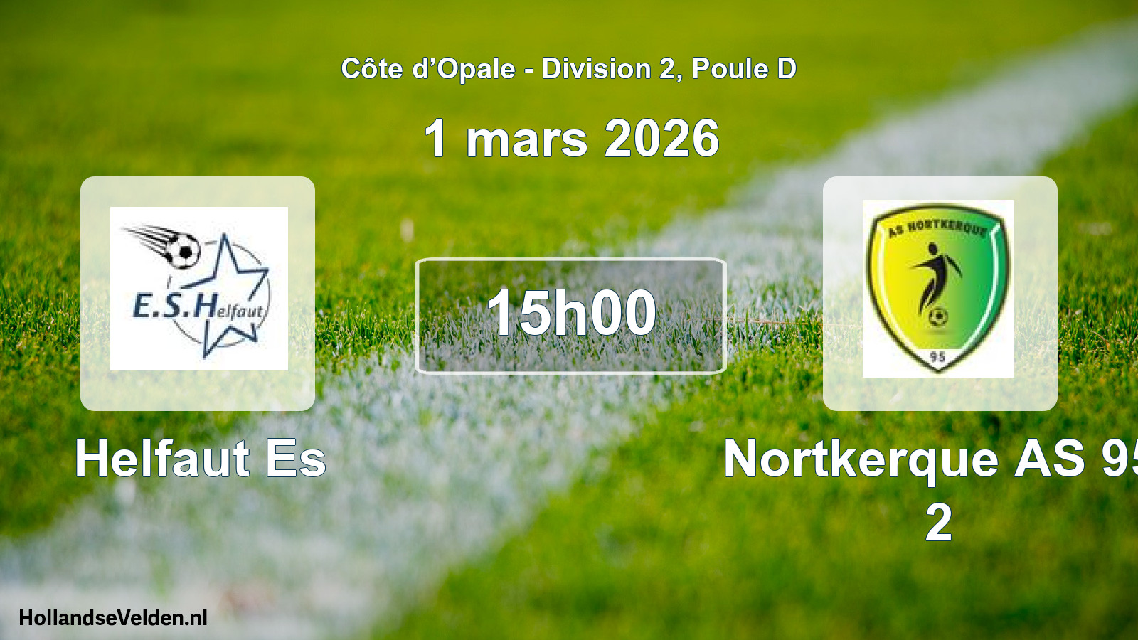 Match programmé: Helfaut Es - Nortkerque AS 95 2 (1 mars 2026)